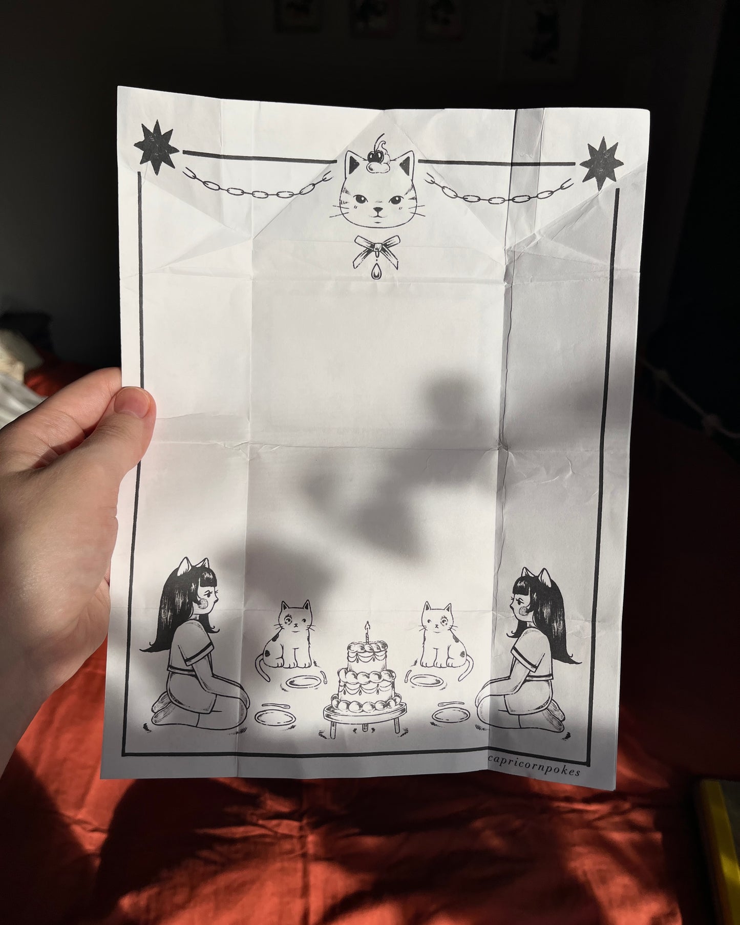 Downloadable Cat Desserts Letter Locking Card