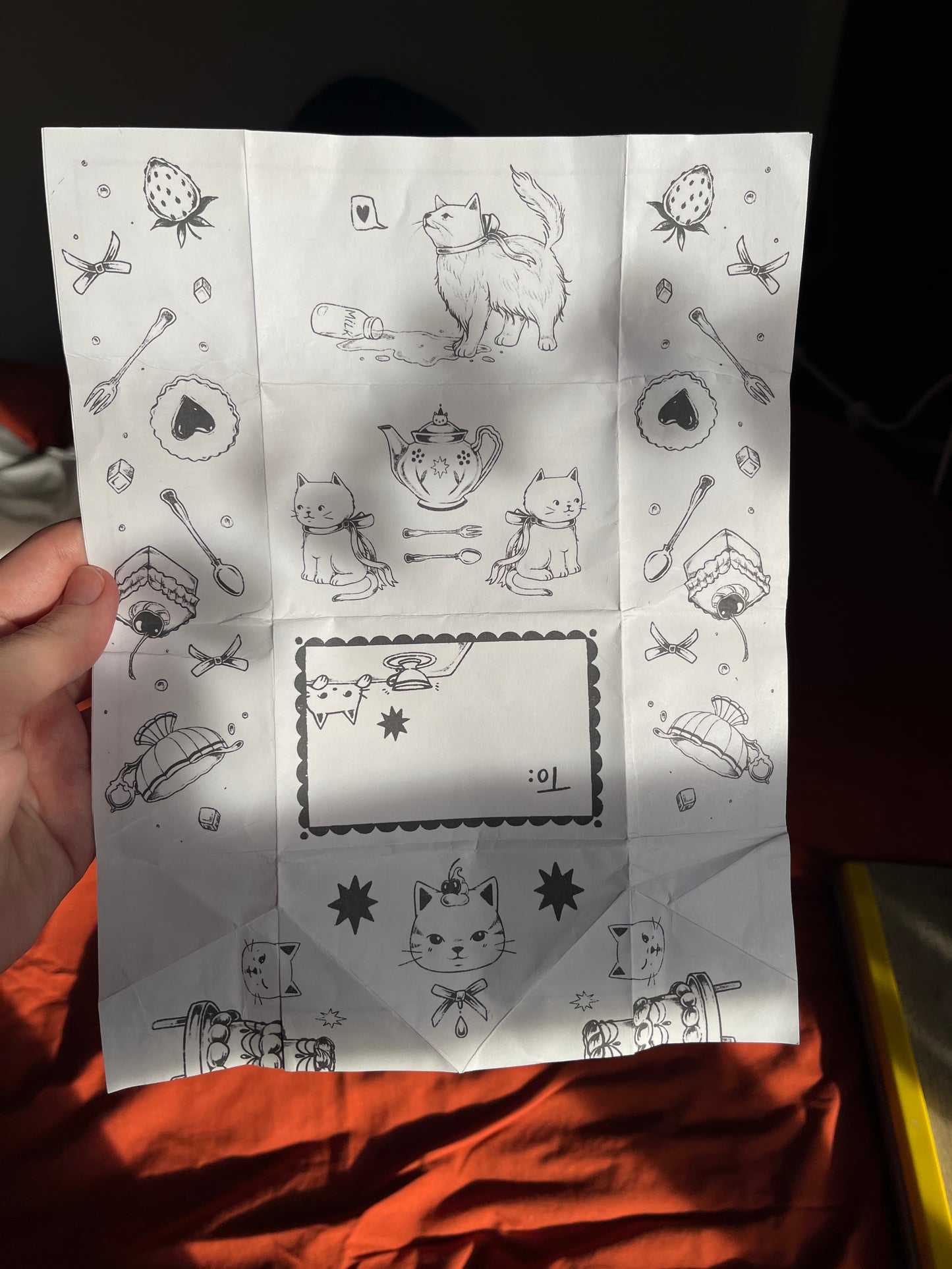 Downloadable Cat Desserts Letter Locking Card